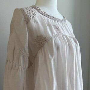 Bella Amore Italy Dusty Rose Sheer Silk-Blend Gauze Embroidered Blouse – EU L